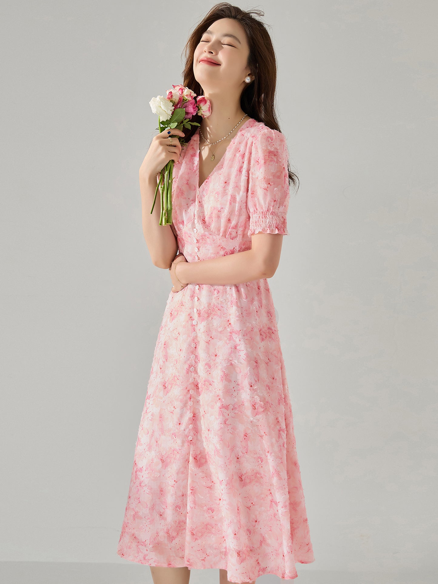 【C&M】Pink Printed Dress
